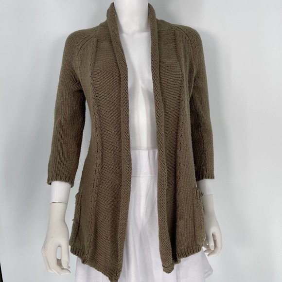 Angel Of The North Sweaters - Angel of the North Anthropologie Open Cable Knit Cardigan Duster XS Olive